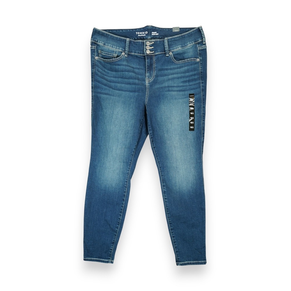 NWT Torrid Jegging Blue Denim Super‎ Soft Triple Button Skinny Jeans Size 18S